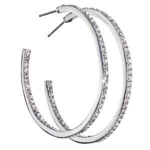 Pair Swarovski Elements Double Sided Crystal Hoop Earrings